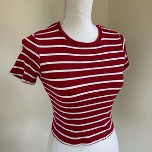 Brandy Melville Red and White Striped Cotton Top size 4